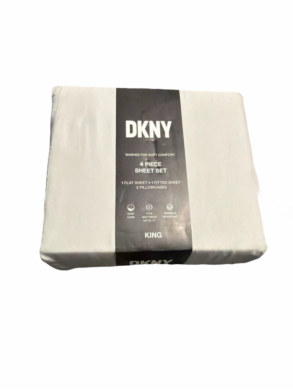 DKNY King 4-Piece Sheet Set in Light Gray